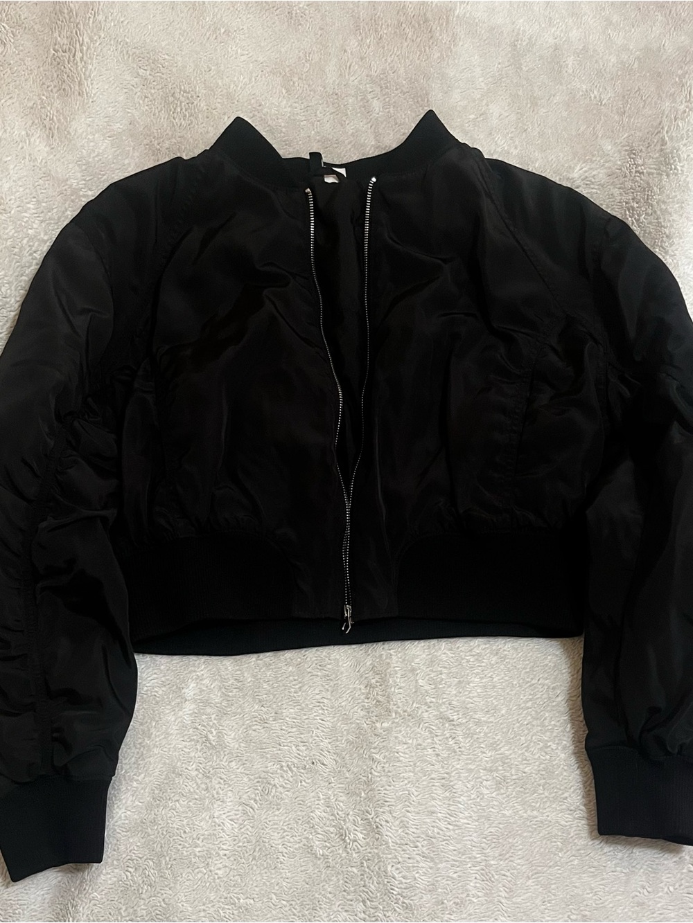 Divided Women's Black Cropped Bomber Jacket